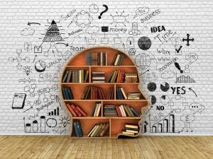 Wood,Bookshelf,In,The,Shape,Of,Human,Head,And,Books